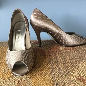 Caparros Stencil silk peep toe heels